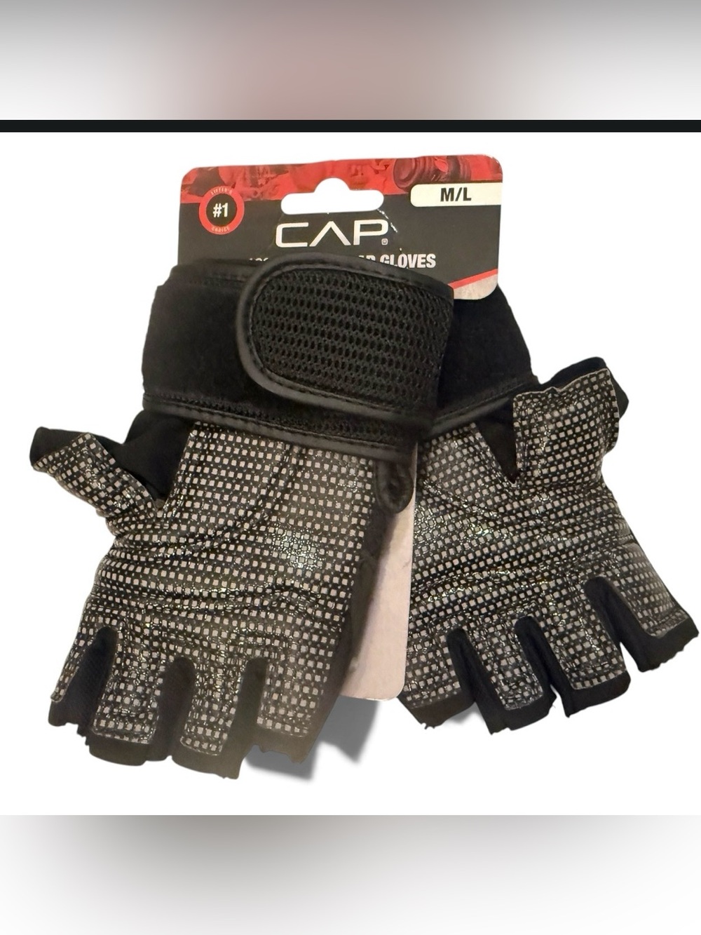 Men's Black Fingerless Grip Gloves - M/L